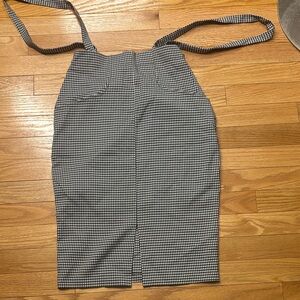 Classic Black and White Checkered Midi Skirt